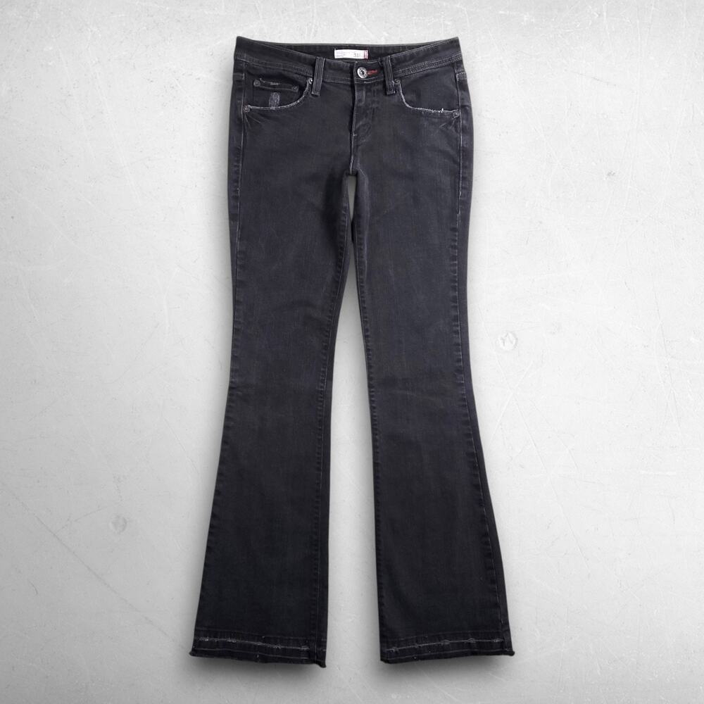 Levis 518 Superlow Boot Cut Jeans Women Jr 7L Black Stretch Cowgirl Chic Casual